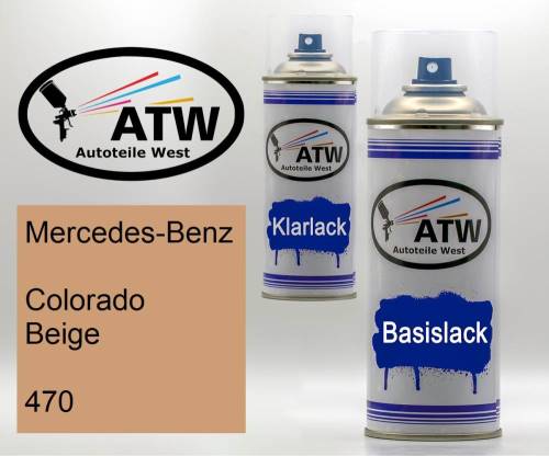 Mercedes-Benz, Colorado Beige, 470: 400ml Sprühdose + 400ml Klarlack - Set, von ATW Autoteile West.